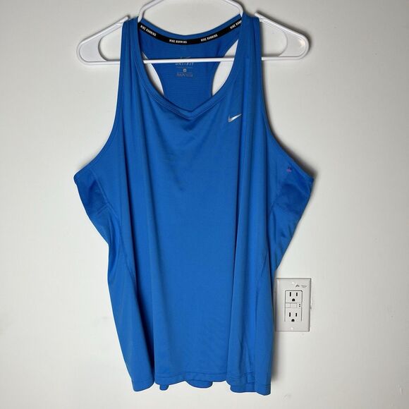 Nike running tank top t-shirt size 1X active yoga Dri-Fit stretch blue - Picture 1 of 6